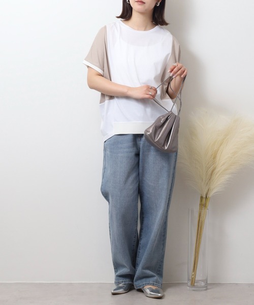 セール】EGLANTINE バックライン 配色切替カットソー（Tシャツ
