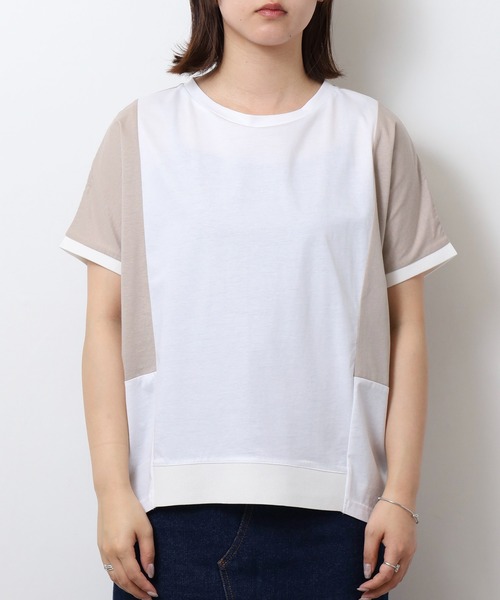 セール】EGLANTINE バックライン 配色切替カットソー（Tシャツ