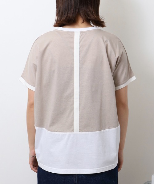 セール】EGLANTINE バックライン 配色切替カットソー（Tシャツ