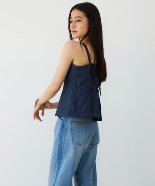 キャミソール デニムライクペプラムトップス 「低身長・小柄女性」 デニムライクペプラムトップス 【低身長・小柄女性