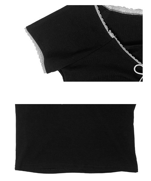 anyonemore(エニワンモア)の「フロントシャーリングリボンレース半袖Tシャツ(Tシャツ/カットソー・レディース・ホワイト/グレー/ブラック・FREE)」の20枚目の写真