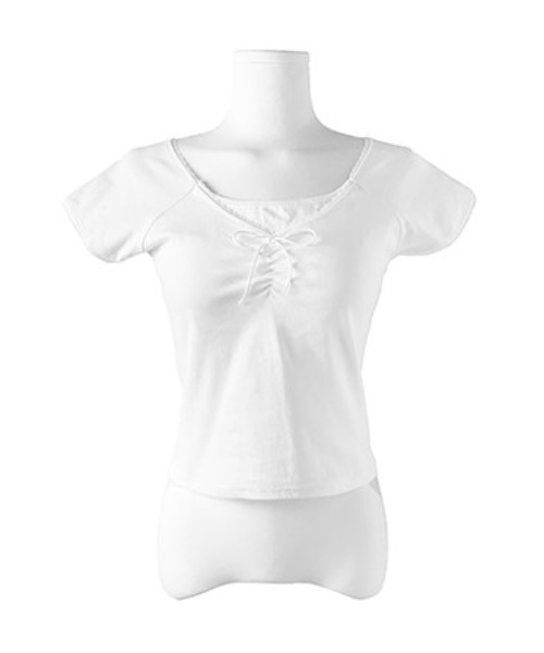 anyonemore(エニワンモア)の「フロントシャーリングリボンレース半袖Tシャツ(Tシャツ/カットソー・レディース・ホワイト/グレー/ブラック・FREE)」の16枚目の写真