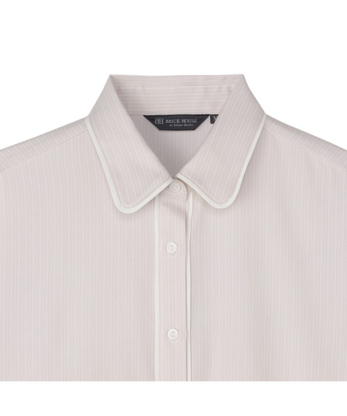 TOKYO SHIRTS(トウキョウシャツ)の「【吸水速乾】【COFREX】前立パイピングブラウス 五分袖 レディースデザインシャツ(シャツ/ブラウス・レディース・ベージュ・S/M/L/LL/XL)」の7枚目の写真