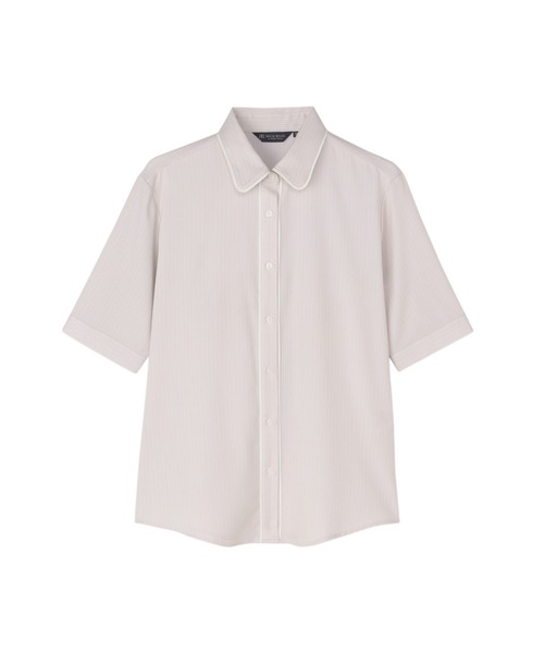 TOKYO SHIRTS(トウキョウシャツ)の「【吸水速乾】【COFREX】前立パイピングブラウス 五分袖 レディースデザインシャツ(シャツ/ブラウス・レディース・ベージュ・S/M/L/LL/XL)」の5枚目の写真