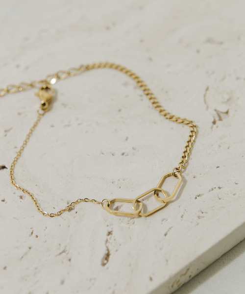SMELLY（スメリー）の「ステンレスチェーンコンビブレスレット（ブレスレット・レディース・ゴールド・-）」の8枚目の写真