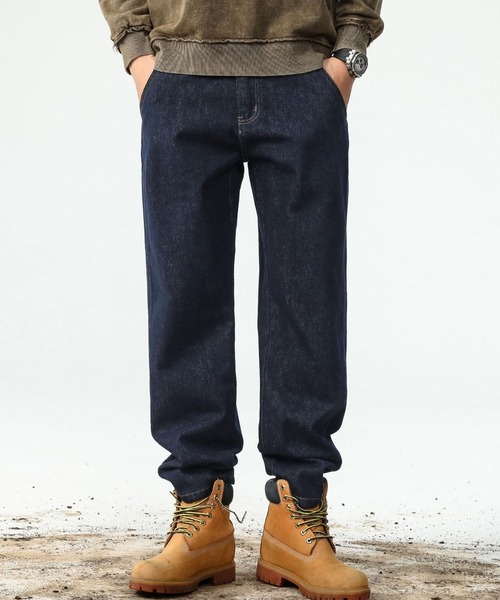 LOWO(ロワ)の「綿混ハイウエストストレートデニムパンツ(デニムパンツ・メンズ・ネイビー・S/M/L)」の5枚目の写真