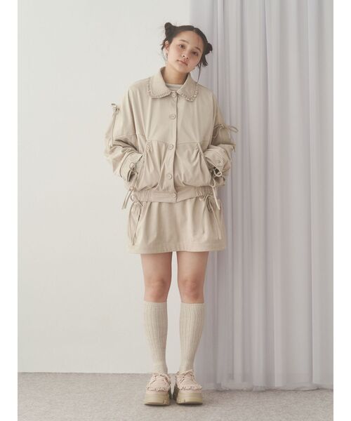 ギャザーリボンフェイクスエードジャケット（ライダースジャケット