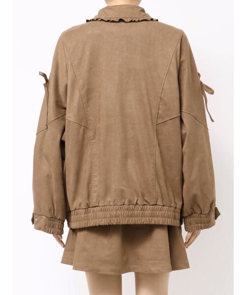 ギャザーリボンフェイクスエードジャケット（ライダースジャケット