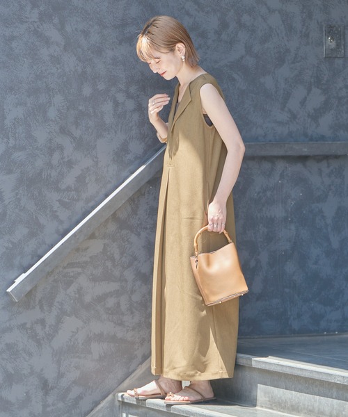 ワンピース Aラインドレス ボックスプリーツ シンプル フレンチ ZOZO限定】Aラインボックスプリーツワンピース（ワンピース