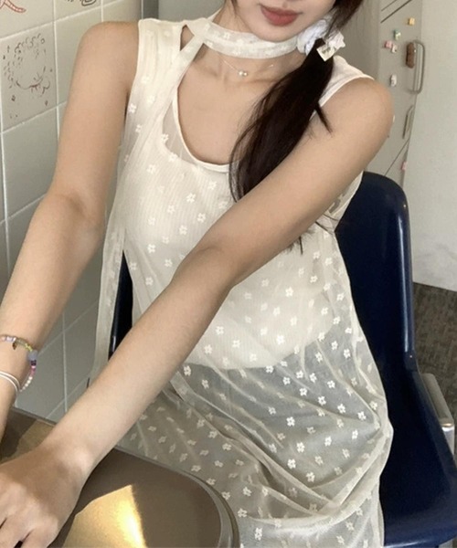 aimoha(アイモハ)の「ドットチュールレイヤードワンピース (SS)(ワンピース・レディース・ホワイト/ブラック/ベージュ・FREE)」の14枚目の写真