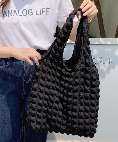 ReRe(リリ)の「ポコポコ素材大容量ポップコーントートバック(トートバッグ・レディース・ミント/ブルー/イエロー/ピンク/オフホワイト/パープル/ブラック・FREE)」の3枚目の写真