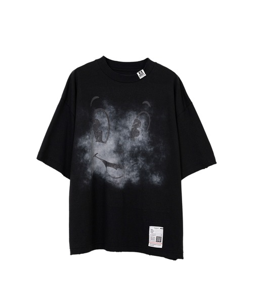 Happy Face Printed Distressed T-shirt（Tシャツ/カットソー