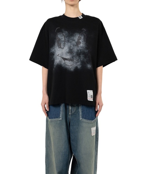 Happy Face Printed Distressed T-shirt（Tシャツ/カットソー