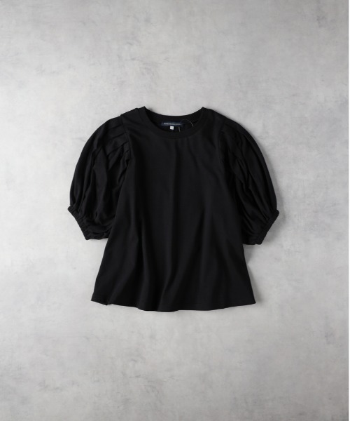 Right-on(ライトオン)の「HONEYSUCKLE ROSE(ハニーサックルローズ)【レディース】「接触冷感」袖ボリュームTシャツ/とろみ天竺(Tシャツ/カットソー・レディース・ブラック×ホワイト/ブラウン/ブラック/オフホワイト・L/M)」の7枚目の写真