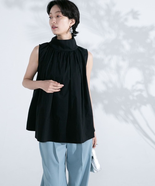 【URBAN　RESEARCH　ROSSO】バックボタンハイネックフレアブラウス バックボタンハイネックフレアブラウス（シャツ/ブラウス