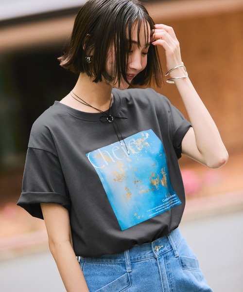 夏トク価格】【接触冷感】箔グラフィックアートTシャツ（Tシャツ