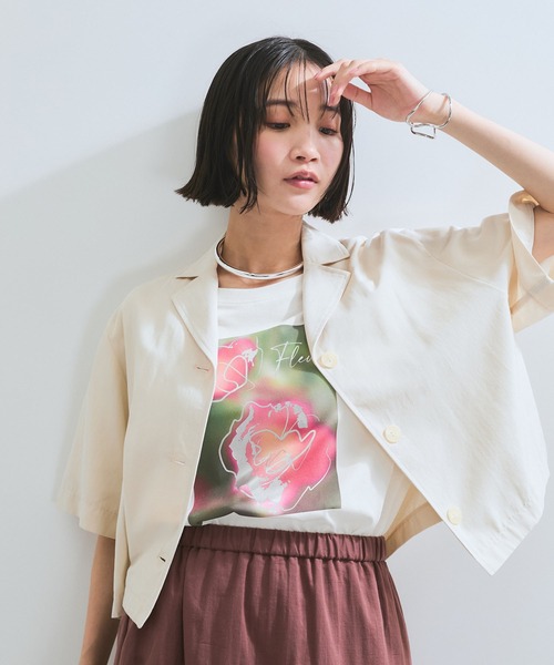 VIS(ビス)の「【接触冷感】箔グラフィックアートTシャツ(Tシャツ/カットソー・レディース・チャコールグレー/ホワイト系その他/ホワイト・FREE)」の20枚目の写真