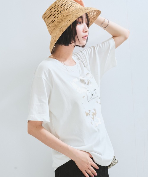 VIS(ビス)の「【接触冷感】箔グラフィックアートTシャツ(Tシャツ/カットソー・レディース・チャコールグレー/ホワイト系その他/ホワイト・FREE)」の14枚目の写真