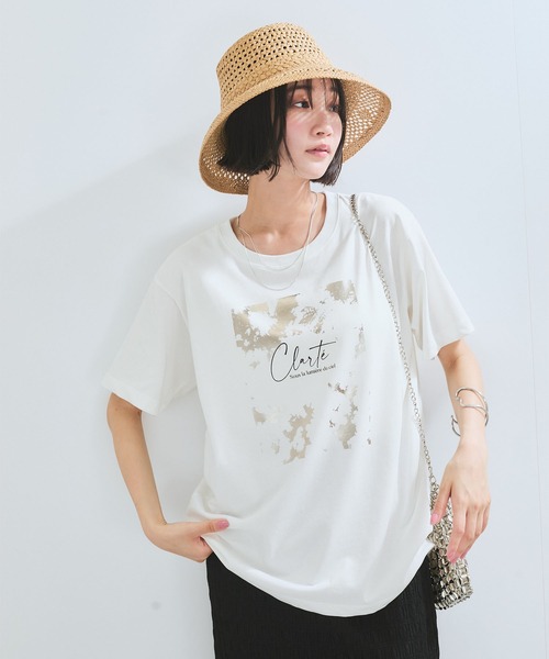 VIS(ビス)の「【接触冷感】箔グラフィックアートTシャツ(Tシャツ/カットソー・レディース・チャコールグレー/ホワイト系その他/ホワイト・FREE)」の13枚目の写真
