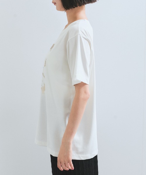 VIS(ビス)の「【接触冷感】箔グラフィックアートTシャツ(Tシャツ/カットソー・レディース・チャコールグレー/ホワイト系その他/ホワイト・FREE)」の11枚目の写真