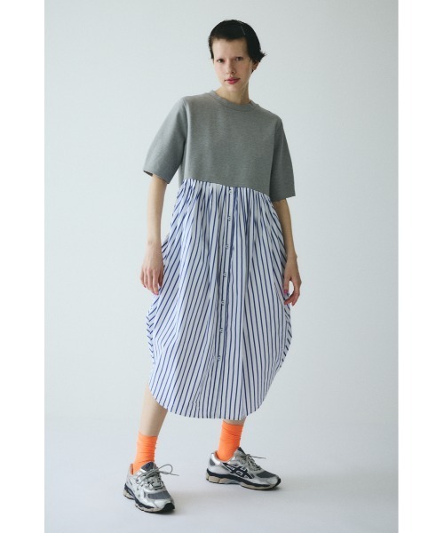 HeRIN.CYE(ヘリンドットサイ)の「Cut docking shirt dress カットドッキングシャツドレス(ワンピース・レディース・ブラック/マジェンタ/グレー・38/36)」の3枚目の写真