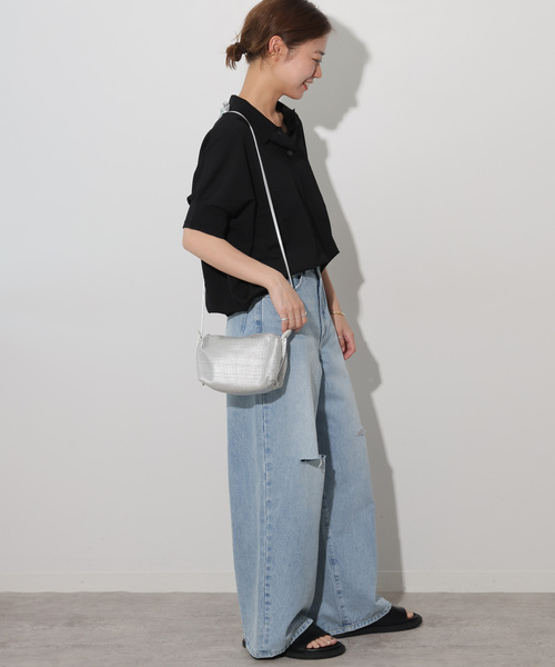 JOURNAL STANDARD relume(ジャーナルスタンダード レリューム)の「《追加3》ウォッシャブルニットポロシャツ(ニット/セーター・レディース・ホワイト/ブラック・FREE)」の5枚目の写真