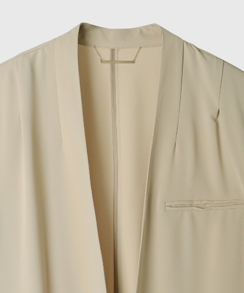 アニュアンス　ライトダブルサテンノーカラージャケット ライトダブルサテンノーカラージャケット
