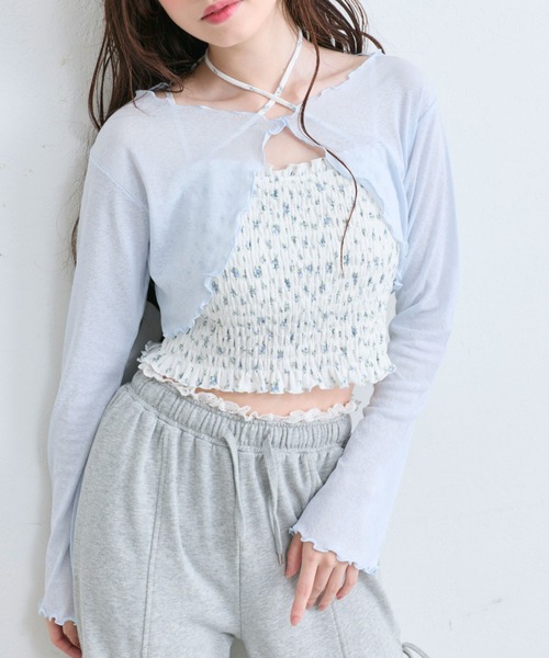 OLIVE des OLIVE（オリーブデオリーブ）の「キャミ×ボレロセット（アンサンブル・レディース・オフホワイト/ピンク/ブラック/サックスブルー・FREE）」の3枚目の写真