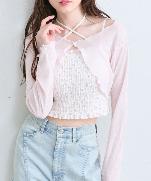 OLIVE des OLIVE（オリーブデオリーブ）の「キャミ×ボレロセット（アンサンブル・レディース・オフホワイト/ピンク/ブラック/サックスブルー・FREE）」の4枚目の写真