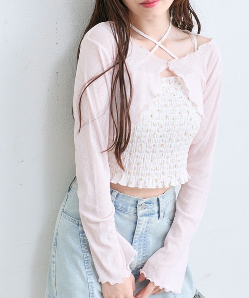 OLIVE des OLIVE（オリーブデオリーブ）の「キャミ×ボレロセット（アンサンブル・レディース・オフホワイト/ピンク/ブラック/サックスブルー・FREE）」の5枚目の写真