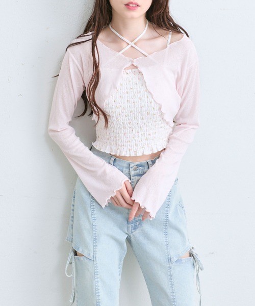 OLIVE des OLIVE（オリーブデオリーブ）の「キャミ×ボレロセット（アンサンブル・レディース・オフホワイト/ピンク/ブラック/サックスブルー・FREE）」の6枚目の写真