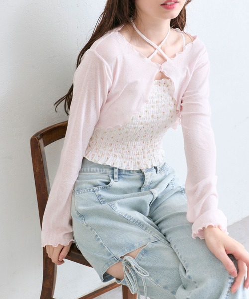 OLIVE des OLIVE（オリーブデオリーブ）の「キャミ×ボレロセット（アンサンブル・レディース・オフホワイト/ピンク/ブラック/サックスブルー・FREE）」の8枚目の写真