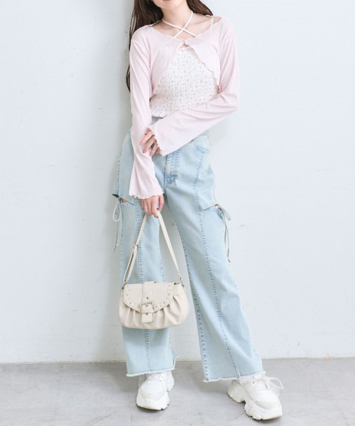 OLIVE des OLIVE（オリーブデオリーブ）の「キャミ×ボレロセット（アンサンブル・レディース・オフホワイト/ピンク/ブラック/サックスブルー・FREE）」の9枚目の写真