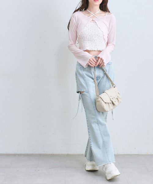 OLIVE des OLIVE（オリーブデオリーブ）の「キャミ×ボレロセット（アンサンブル・レディース・オフホワイト/ピンク/ブラック/サックスブルー・FREE）」の11枚目の写真