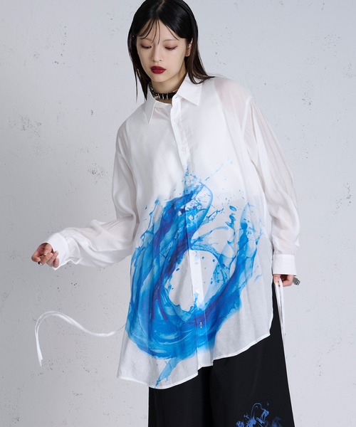 COMME des GARÇONSフロッキープリントサークルシアーブラウス Re:EDIT（リエディ） ブラウス シャツ 「選べる」シアー/フロッキー