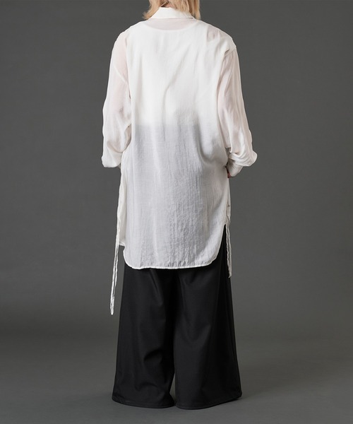 COMME des GARÇONSフロッキープリントサークルシアーブラウス セール】サークルペイントコードロングシアーシャツ（シャツ/ブラウス