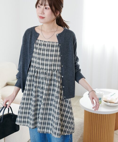 新色追加!】シャーリングチェックキャミチュニック（チュニック