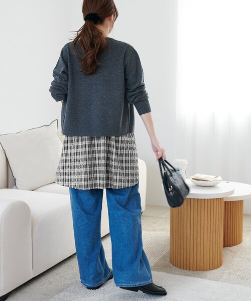 セール】【新色追加!】シャーリングチェックキャミチュニック