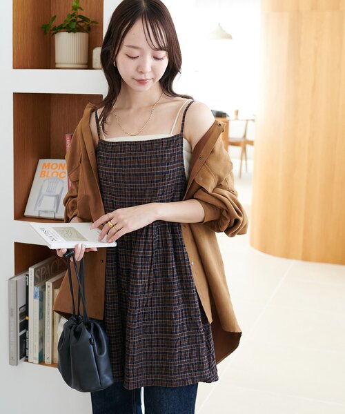 新色追加!】シャーリングチェックキャミチュニック（チュニック