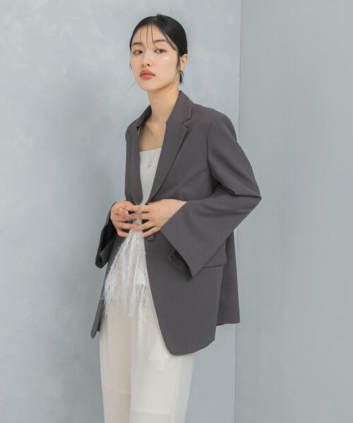 URBAN RESEARCH ROSSO WOMEN(アーバンリサーチ ロッソ)の「防シワスリットスリーブデザインジャケット(その他アウター・レディース・グレー・36/38)」の1枚目の写真