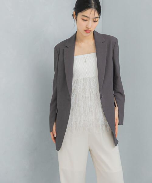 URBAN RESEARCH ROSSO WOMEN(アーバンリサーチ ロッソ)の「防シワスリットスリーブデザインジャケット(その他アウター・レディース・グレー・36/38)」の2枚目の写真