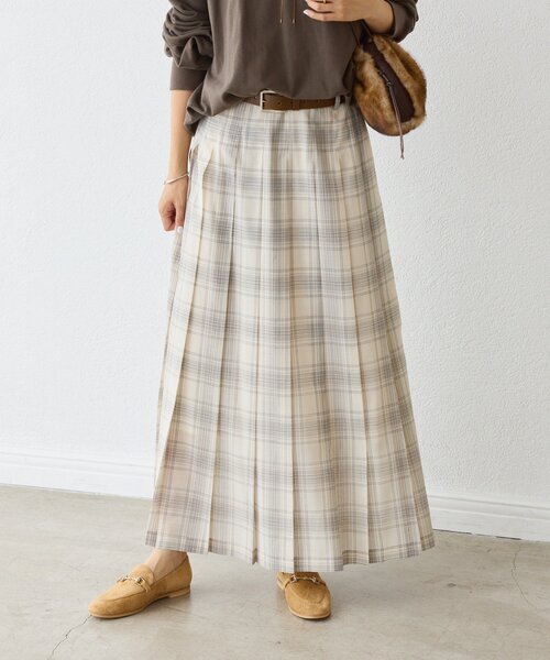 RIVE DROITE（リヴドロワ）の「シアーチェックプリーツスカート（スカート・レディース・ブラック/オフホワイト・38/36）」の2枚目の写真