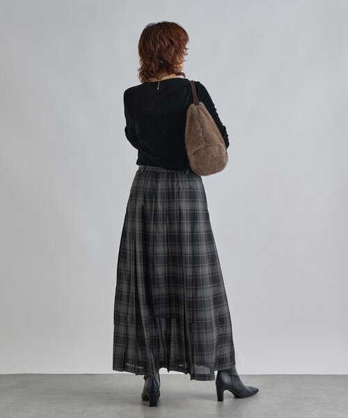 RIVE DROITE（リヴドロワ）の「シアーチェックプリーツスカート（スカート・レディース・ブラック/オフホワイト・38/36）」の6枚目の写真