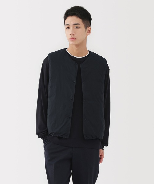 nagonstans/PERTEX ノーカラーダウンベスト/M/ブラック nagonstans/PERTEX ノーカラーダウンベスト/M/ブラック ブラック