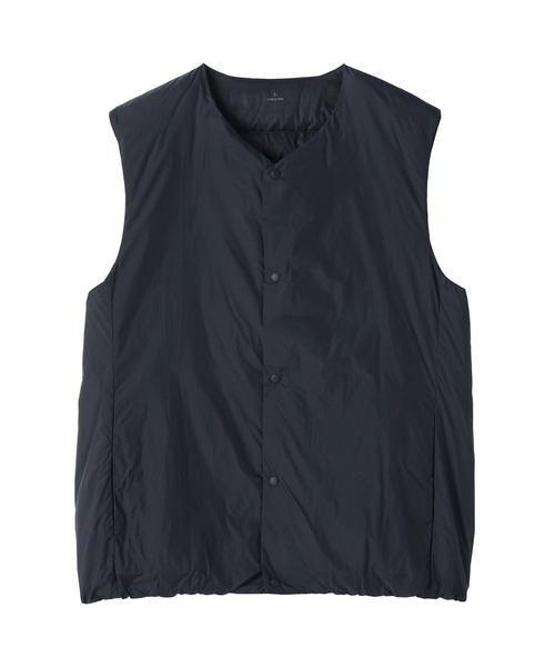 紳士 軽量ダウンポケッタブルノーカラーベスト（ダウンベスト）｜無印