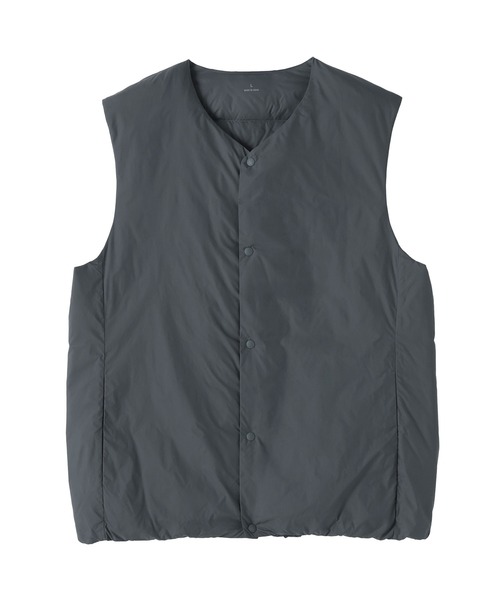 紳士 軽量ダウンポケッタブルノーカラーベスト（ダウンベスト）｜無印
