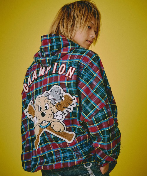 GALFY(ガルフィー)の「【GALFY/ガルフィー】ワッペンだらけチェックシャツパーカー(シャツ/ブラウス・メンズ・オレンジ系その他/グリーン系その他/ブラウン系その他・L/XL)」の18枚目の写真