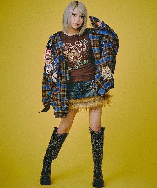 GALFY(ガルフィー)の「【GALFY/ガルフィー】ワッペンだらけチェックシャツパーカー(シャツ/ブラウス・メンズ・オレンジ系その他/グリーン系その他/ブラウン系その他・L/XL)」の17枚目の写真