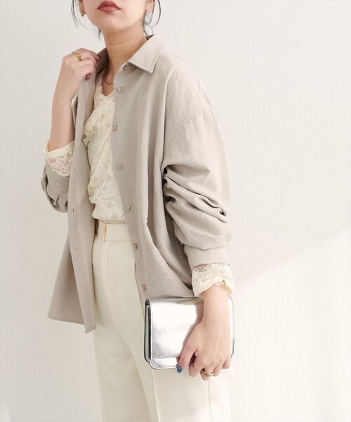 natural couture(ナチュラルクチュール)の「ピーチスキンオーバーサイズシャツ(シャツ/ブラウス・レディース・ベージュ/ピンク/ブラウン・FREE)」の12枚目の写真