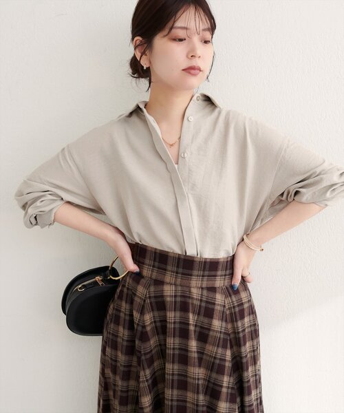 natural couture(ナチュラルクチュール)の「ピーチスキンオーバーサイズシャツ(シャツ/ブラウス・レディース・ベージュ/ピンク/ブラウン・FREE)」の15枚目の写真